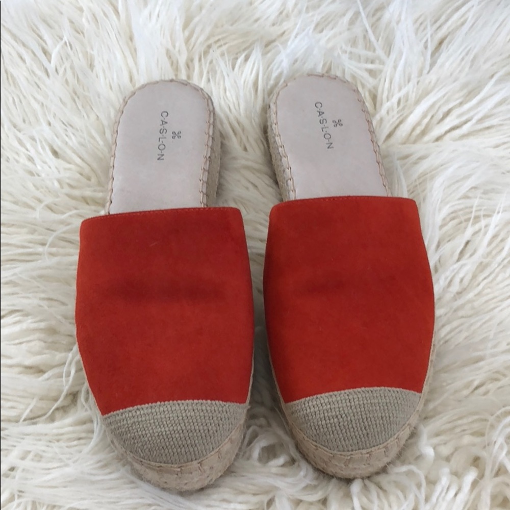 Red Caslon Espadrille Wedge Mules